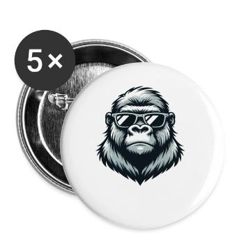 Gorilla with sunglasses - Buttons large 2.2''/56 mm (5-pack) - white - Front