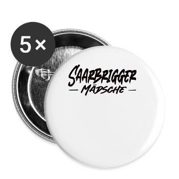Saarbrigger Mädsche Saarland Saarländisch Dialekt - Buttons groß 56 mm (5er Pack) - Weiß - Vorne