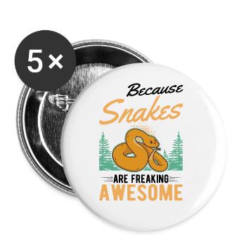 Schlangen Besitzer Schlangenliebhaber - Buttons groß 56 mm (5er Pack) - Weiß - Vorne