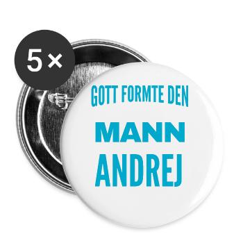 Andrej Name Design - Buttons groß 56 mm (5er Pack) - Weiß - Vorne