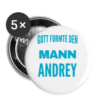 Andrey Name Design - Buttons groß 56 mm (5er Pack) - Weiß - Vorne
