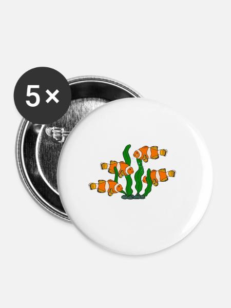 Aquaristik Fischzucht Aquarianer - Buttons groß 56 mm (5er Pack) - Weiß