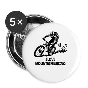 I love mountain biking: Downhill Enduro - Buttons large 2.2''/56 mm (5-pack) - white - Front