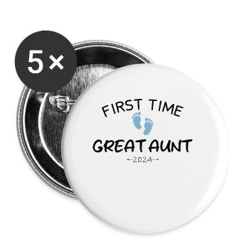 First time Great Aunt 2024 New Baby For Auntie To - Buttons large 2.2''/56 mm (5-pack) - white - Front