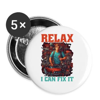 Relax I Can Fix It 18 - Buttons large 2.2''/56 mm (5-pack) - white - Front