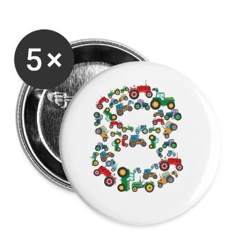 Traktorliebhaber Lustiges Traktorgeschenk - Buttons groß 56 mm (5er Pack) - Weiß - Vorne