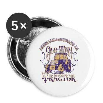 Traktorliebhaber Lustiges Traktorgeschenk - Buttons groß 56 mm (5er Pack) - Weiß - Vorne
