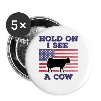 Cow American Flag Funny Original Gift - Buttons large 2.2''/56 mm (5-pack) - white - Front