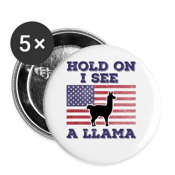 Llama American Flag Funny Original Gift - Buttons large 2.2''/56 mm (5-pack) - white - Front