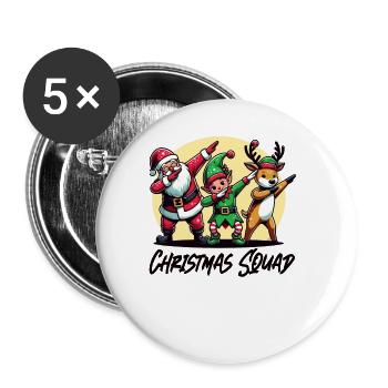 Christmas Squad Santa Claus Weihnachten Xmas - Buttons large 2.2''/56 mm (5-pack) - white - Front