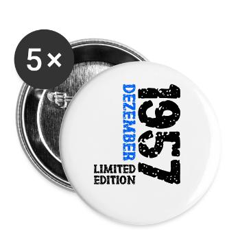 1957 Dezember Limited Edition 66. Geburtstag Deko - Buttons groß 56 mm (5er Pack) - Weiß - Vorne