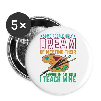 À la rencontre de leurs artistes préférés, j’enseigne le mien 5 - Lot de 5 grands badges (56 mm) - blanc - Devant