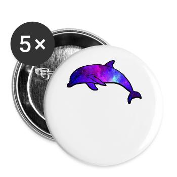 Dolphin Space Galaxy - Buttons groß 56 mm (5er Pack) - Weiß - Vorne