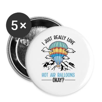 Hot Air Balloon Gift Hot Air Balloon Ride - Buttons large 2.2''/56 mm (5-pack) - white - Front