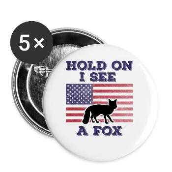 Fox American Flag Funny Original Gift - Buttons large 2.2''/56 mm (5-pack) - white - Front