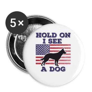 Dog American Flag Funny Original Gift - Buttons large 2.2''/56 mm (5-pack) - white - Front