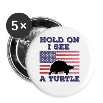 Turtle American Flag Funny Original Gift - Buttons large 2.2''/56 mm (5-pack) - white - Front