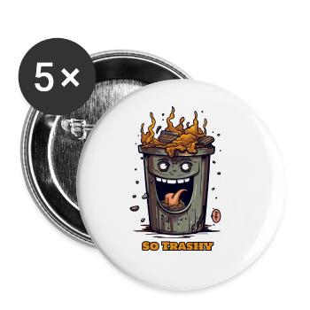 Poubelle tellement drôle de trash - Lot de 5 grands badges (56 mm) - blanc - Devant
