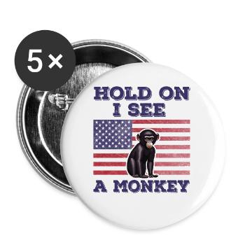 Affe Amerikanische Flagge Lustiges Originalgeschenk - Buttons groß 56 mm (5er Pack) - Weiß - Vorne