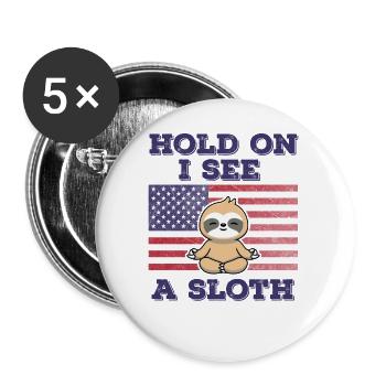 Faultier Amerikanische Flagge Lustiges Originalgeschenk - Buttons groß 56 mm (5er Pack) - Weiß - Vorne