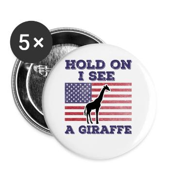 Giraffe American Flag Funny Original Gift - Buttons large 2.2''/56 mm (5-pack) - white - Front
