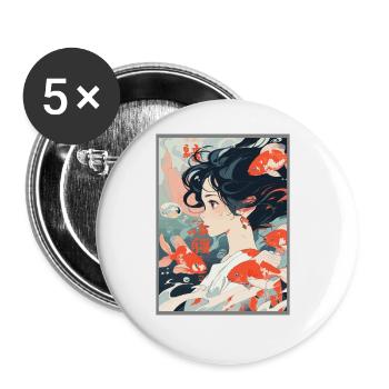 Vintage Japanisch Ästhetik Otaku Anime Girl - Buttons groß 56 mm (5er Pack) - Weiß - Vorne