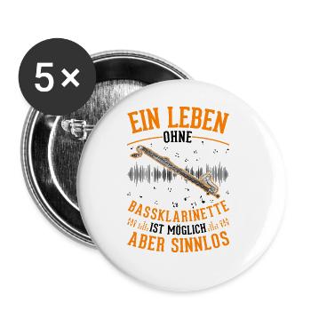 Bassklarinette Geschenk Bassklarinettist - Buttons groß 56 mm (5er Pack) - Weiß - Vorne
