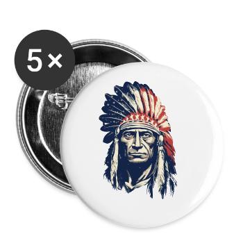 Indian Feather Headdress Native Spirit - Buttons large 2.2''/56 mm (5-pack) - white - Front