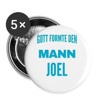 Joel Name Design - Buttons groß 56 mm (5er Pack) - Weiß - Vorne