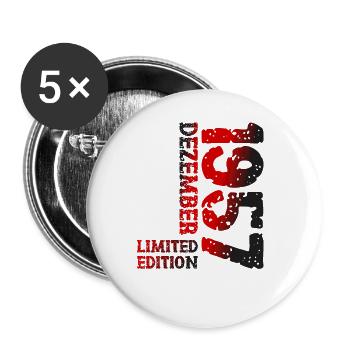 1957 Dezember Limited Edition 66. Geburtstag Deko - Buttons groß 56 mm (5er Pack) - Weiß - Vorne