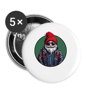 Cool Christmas Santa Claus Funny Christmas Santa - Buttons large 2.2''/56 mm (5-pack) - white - Front