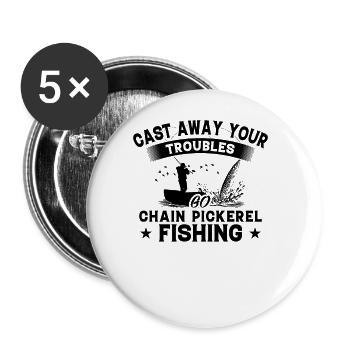 Repoussé - Pic à chaîne à poisson - Lot de 5 grands badges (56 mm) - blanc - Devant