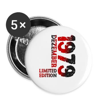 1979 Dezember Limited Edition 44. Geburtstag Deko - Buttons groß 56 mm (5er Pack) - Weiß - Vorne