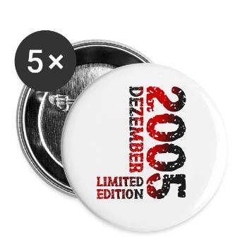 2005 Dezember Limited Edition 18. Geburtstag Deko - Buttons groß 56 mm (5er Pack) - Weiß - Vorne