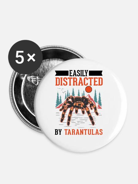 Easily distracted by Tarantulas Tarantel - Buttons groß 56 mm (5er Pack) - Weiß