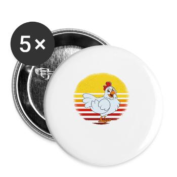 Drôle De Poulet Dire Poulet - Lot de 5 grands badges (56 mm) - blanc - Devant