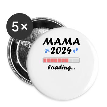 Mama 2024 Loading Schwangerschaft Bekanntgabe Baby - Buttons groß 56 mm (5er Pack) - Weiß - Vorne