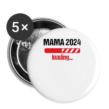 Mama 2024 Loading Schwangerschaft Bekanntgabe Baby - Buttons groß 56 mm (5er Pack) - Weiß - Vorne