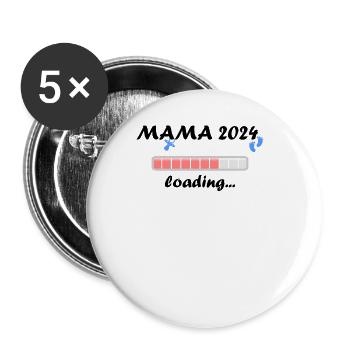 Mama 2024 Loading Schwangerschaft Bekanntgabe Baby - Buttons groß 56 mm (5er Pack) - Weiß - Vorne