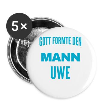 Uwe Name Design - Buttons groß 56 mm (5er Pack) - Weiß - Vorne