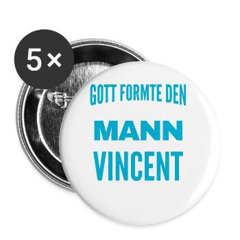 Vincent Name Design - Buttons groß 56 mm (5er Pack) - Weiß - Vorne