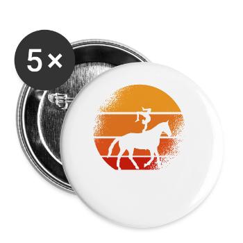 Voltigieren Reiten Dressurreiten - Buttons groß 56 mm (5er Pack) - Weiß - Vorne