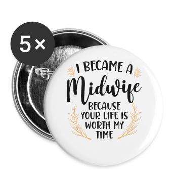 Infirmière sage-femme accoucheuse I - Lot de 5 grands badges (56 mm) - blanc - Devant