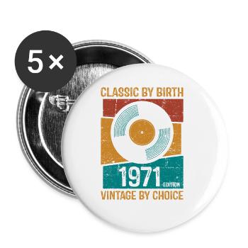 1971 Vintage Vinyl Classic Birth Year - Buttons large 2.2''/56 mm (5-pack) - white - Front