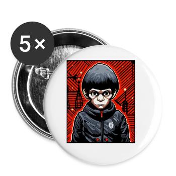 Künstlerischer Affenjunge Hybrid Affen und Junge - Buttons groß 56 mm (5er Pack) - Weiß - Vorne