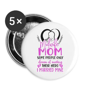 Infirmière Sage-femme Accoucheuse Maman - Lot de 5 grands badges (56 mm) - blanc - Devant
