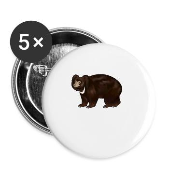 Drawing of a sloth bear - Buttons large 2.2''/56 mm (5-pack) - white - Front