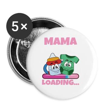 Mama 2024 werdende Mutter Schwangerschaft - Buttons groß 56 mm (5er Pack) - Weiß - Vorne