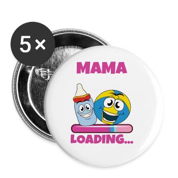Mama 2024 werdende Mutter Schwangerschaft - Buttons groß 56 mm (5er Pack) - Weiß - Vorne