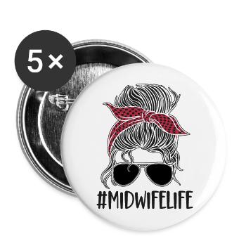 Nurse Midwife Birth Worker - Buttons large 2.2''/56 mm (5-pack) - white - Front